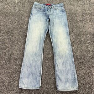 Guess Jeans Mens 29x30 Blue Slim Straight Light Wash Denim Pockets Logo Casual